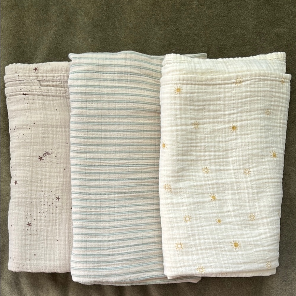 3 bundle Mushie Swaddles/Blankets